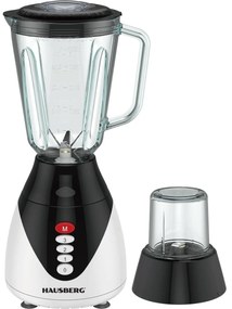 Blender Hausberg HB-7760, 300W, 1.5L, 3 viteze, Functie Pulse, maruntire gheata, 4 lame detasabile, negru