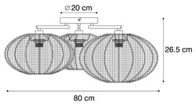 Japandi plafondlamp wit 3-lichts - Multi Bida