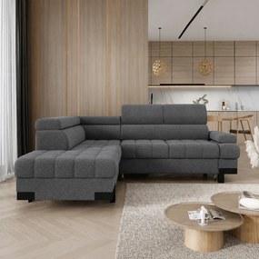 Coltar extensibil SELVA L, sezlong stanga, stofa clasica gri - Austin