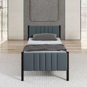 Pat metalic individual LUNOR 90 x 200 cm, antracit, capacitate de încărcare 120 kg