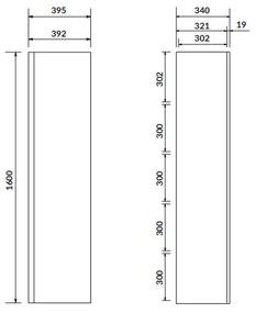 Dulap baie suspendat Cersanit Moduo, o usa, 160 cm, gri, montat Gri