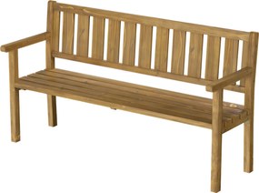 Outsunny Bancă de grădină 3 locuri rezistentă la intemperii, bancă din lemn cu spătar și cotiere, șezut din lemn, capacitate 360 kg Teak | Aosom Romania