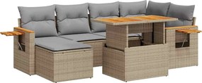 vidaXL Set canapele grădină cu perne 7 piese bej poliratan/lemn acacia