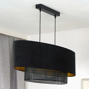 Lustră pe cablu Duolla DOUBLE OVAL RATTAN 2xE27/15W/230V negru/ratan