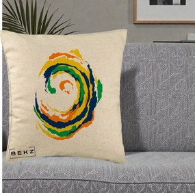 Perna Decorativa Vortex Abstract Colorat, 40x40 cm, Bej, Husa Detasabila, Perna Inclusa, BEKZ®
