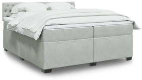 3286408 vidaXL Pat box spring cu saltea, gri deschis, 200x200 cm, catifea