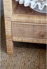 Noptieră cu 2 sertare din lemn si rattan împletit, H66 cm, "Braided"