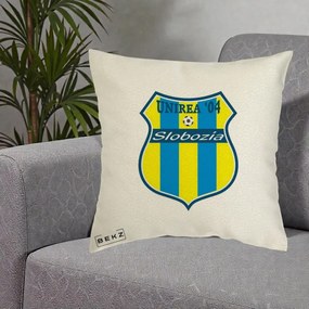 Perna Personalizata Unirea '04 Slobozia Fotbal, 40x40 cm, Ecru, Husa Detasabila, Perna Inclusa, BEKZ®