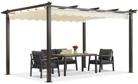 Barbados pergola terasă 3x4 m cu perdele Garden Point woodlike-beige