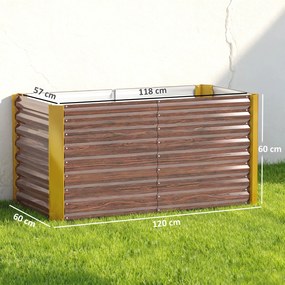 Outsunny Set paturi înălțate 2 buc., jardiniere, extra adânci, metal, 120 x 60 x 60 cm Maro | Aosom Romania