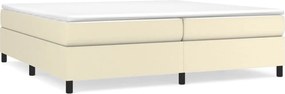 vidaXL Pat continental cu saltea, crem, 200x200 cm, piele ecologică