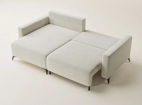 Colțar crem extensibil/cu spațiu de depozitare cu tapițerie din chenille (cu colț pe partea stângă/cu șezlong) Leon – Maison de Rêve