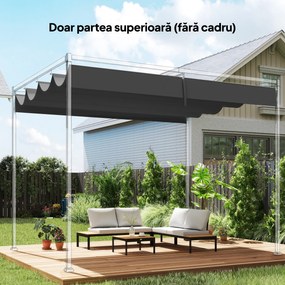 Outsunny Acoperiș Pergolă cu 8 Găuri de Drenaj, Material de Rezervă Pergolă din Poliester Respirabil, Doar Acoperire, 392x350 cm, UV30+, pentru Pergolă de Grădină 4x3m, Gri Închis | Aosom Romania