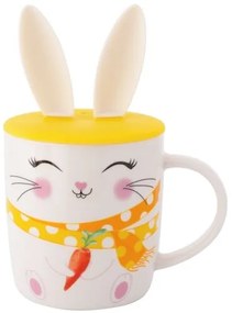 Altom Ceașcă de porțelan Merry Rabbit cu capac dinsilicon, 400 ml