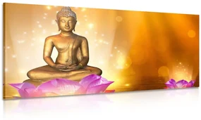 Tablou statuie Buddha pe o floare de lotus