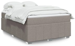 vidaXL Pat box spring cu saltea, gri taupe, 140x200 cm, textil