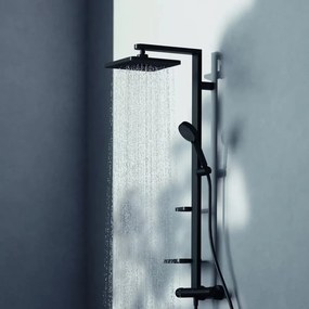 Coloana de dus cu baterie termostatata negru mat Ideal Standard Alu+ palarie patrata