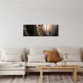 Tablou cu bufnița (cu ceas) (90x30 cm)