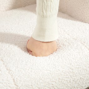 HOMCOM Balansoar, Fotoliu din Catifea Teddy, Scaun Relax cu Picioare din Lemn, Balansoar pentru Dormitor și Living, Alb Crem | Aosom Romania