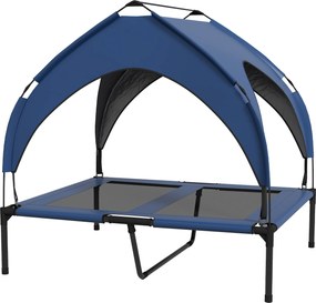 PawHut Pat pentru câini cu acoperiș, respirabil, rezistent la apă, până la 30 kg, 91 x 76 x 89 cm, Albastru închis | Aosom Romania