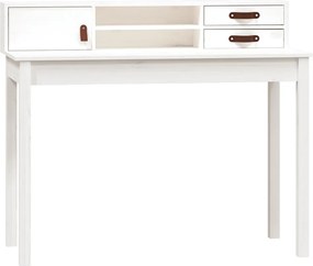 vidaXL Birou, alb, 110x50x93 cm, lemn masiv de pin