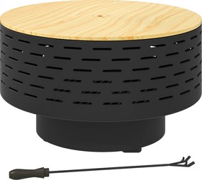 Outsunny 3-în-1 cuvă de foc Ø60 x 39cm din oțel inoxidabil vatră cu grătar protecție la scântei cârlig gri cărbune | Aosom Romania