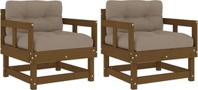 vidaXL Scaune de grădină cu perne 2 buc. maro miere lemn masiv de pin