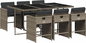 vidaXL Set mobilier de grădină cu perne, 7 piese, gri, poliratan