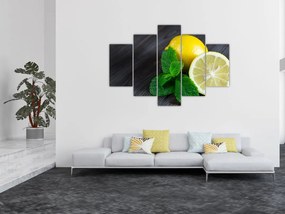 Tablou cu lămâie și mentă pe masă (150x105 cm)