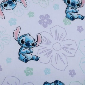 Cearceaf pentru copii alb din bumbac pentru pat de o persoană cu elastic 90x200 cm Lilo and Stitch "Ohana White" – Jerry Fabrics