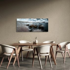 Tablou - Bărci de lemn pe lac (120x50 cm)