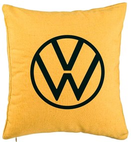 Perna Decorativa, Model Volkswagen, 40x40 cm, Galben, Husa Detasabila, Burduf