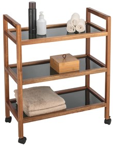 Etajeră mobilă lată din lemn de salcâm FONDI, înălțime 76,5 cm