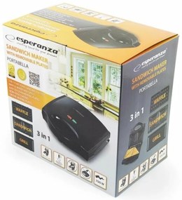 Prajitor de paine tip Sandwich Maker Esperanza Portabella EKT006W3 in 1 700W Alb