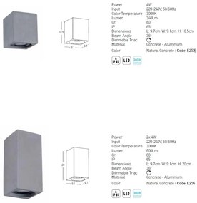 Aplica LED din beton pentru iluminat exterior IP65 Fleur I