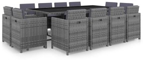 46381 vidaXL Set mobilier de exterior cu perne 13 piese, antracit, poliratan