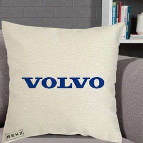 Perna Personalizata cu emblema Volvo, 40x40 cm, Ecru, Husa Detasabila, Perna Inclusa, BEKZ®