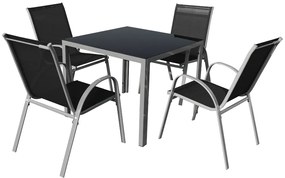 Set de gradina Lucio 2, patrat - 4 locuri, negru/gri