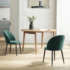 HOMCOM Set de 2 Scaune de Sufragerie din Catifea, Scaune Bucătărie cu Spătar Curbat în Formă de Scoică, Picioare din Metal, Stil Nordic, Scaun Tapițat pentru Bucătărie, Dormitor, Cameră de Zi, Verde Închis | Aosom Romania