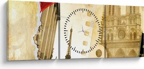 Tablou - Amintiri din Paris (cu ceas) (90x30 cm)