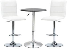 279601 vidaXL Set mobilier de bar, 3 piese, negru, piele ecologică