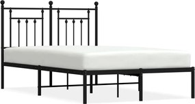 vidaXL Cadru de pat metalic cu tăblie, negru, 120x190 cm