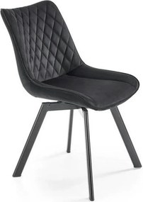 Scaun tapitat K520, negru, stofa catifelata, rotativ, 45x63x80 cm
