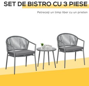 Outsunny Set Bistro din Ratan pentru Exterior, 3 Piese | Aosom Romania