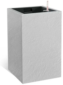 Ghiveci cu auto-udare Flower Lover CubicoStone alb, 27 x 42 cm