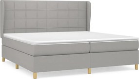 vidaXL Pat box spring cu saltea, gri deschis, 200x200 cm, textil