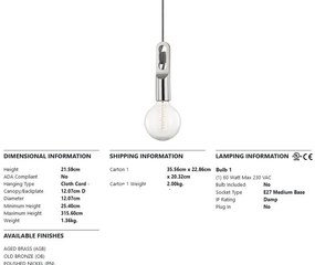Pendul design minimalist-industrial ANGELA nichel lucios