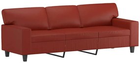 Canapea cu 3 locuri, rosu vin, 180 cm, piele ecologica Bordo, 214 x 77 x 80 cm