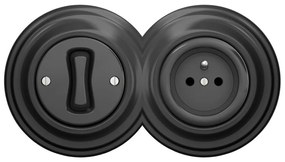 Kliklap - Retro întrerupător unipolar nr. 1 și priză 230 V cu ramă antracit