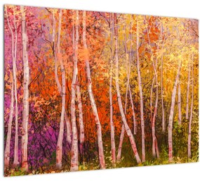 Tablou pe sticlă - Pădurea colorată (70x50 cm)